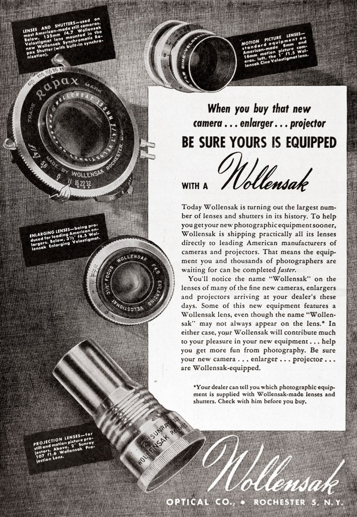 1947 Wollensak lenses ad