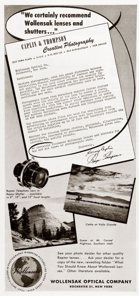 1952 Wollensak lenses ad