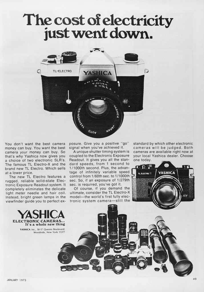 1973 Yashica TL Electro camera ad