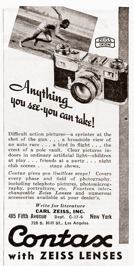 1938 Contax camera ad