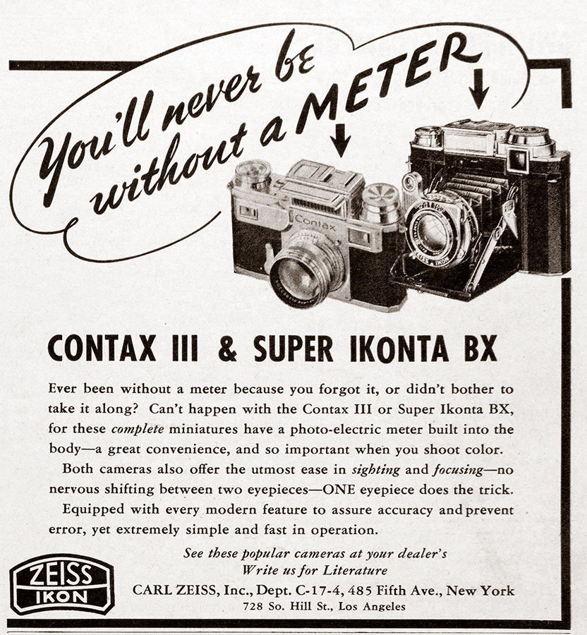 1942 Contax III and Super Ikonta BX cameras ad