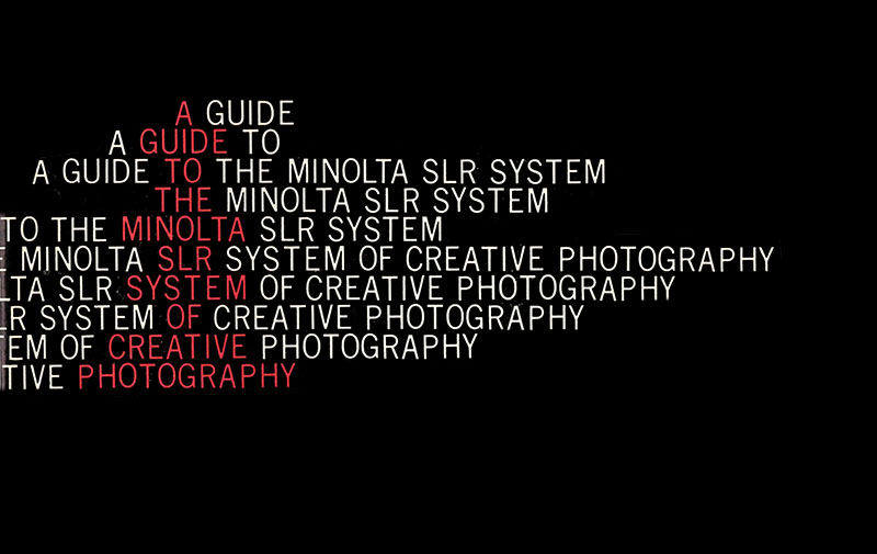 Brochure - A guide to the Minolta SLR system of creative photography.