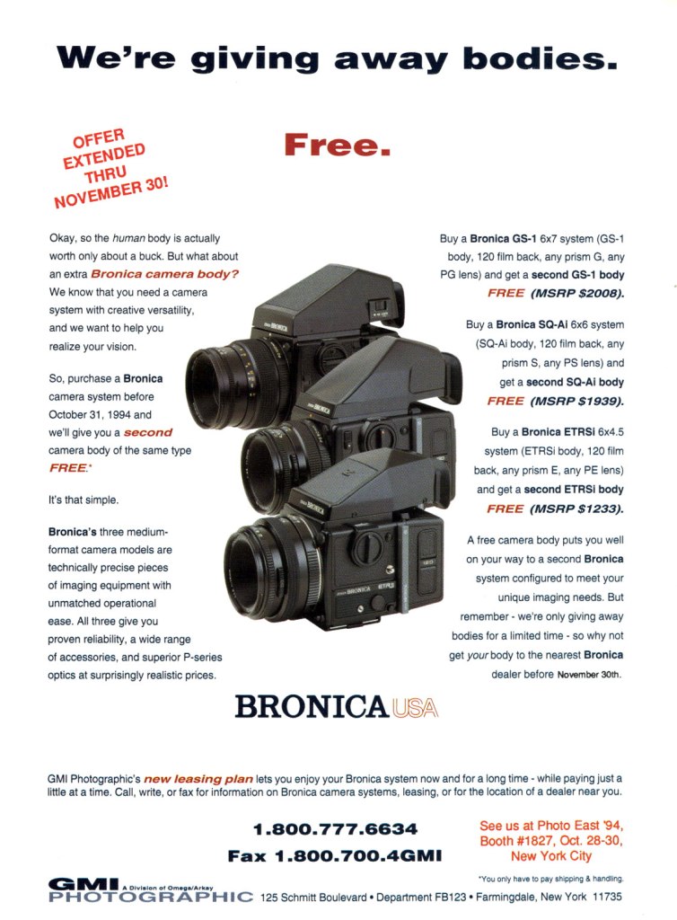 1994 Bronica cameras ad