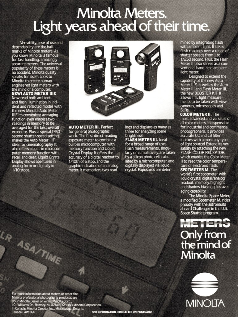 1984 Minolta light meters ad